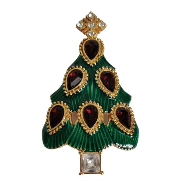 Vintage Signed Monet Christmas Tree Brooch - Picture 4 of 15